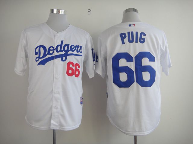 Men Los Angeles Dodgers #66 Puig White MLB Jerseys